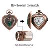JEWELRYWE Карманный ретро античный кулон в форме сердца Аналоговый карманный кулон, совместимый с мужчинами и рождественским подарком на совершеннолетие Часы, Стиль, Ожерелье,