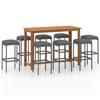 9 Piece Garden Bar Set with Cushions Gray