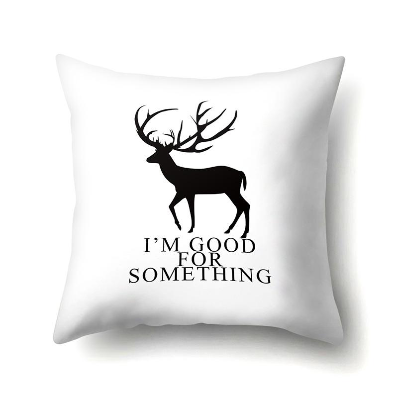 Polyester Pillowcase Automobile Decoration Home Printed Deer Pillowcase Waist Cushion Cover Car Cushion Head Cushion Cover