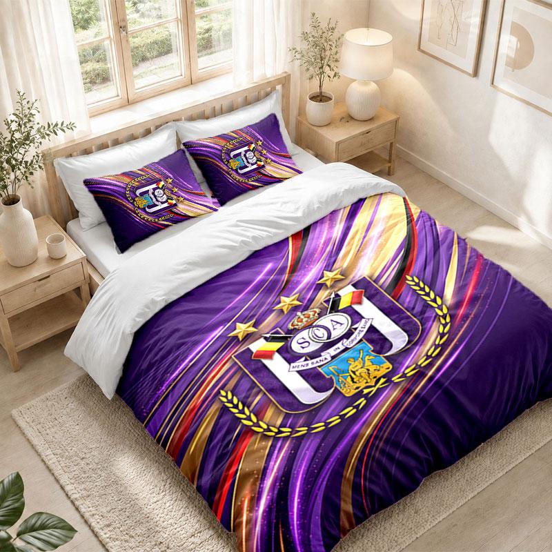 Bedding Set 1 Duvet Cover 2 Pillowcases Anderlecht FC Print Bedroom Home Decoration