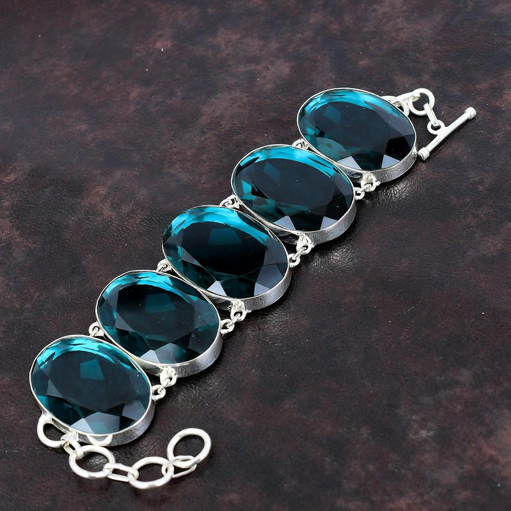 Граненый браслет из индиколита, красивые ювелирные изделия ручной работы, браслет из стерлингового серебра 925 пробы, регулируемый браслет-цепочка, ювелирное изделие из драгоценного камня, подарок для жены