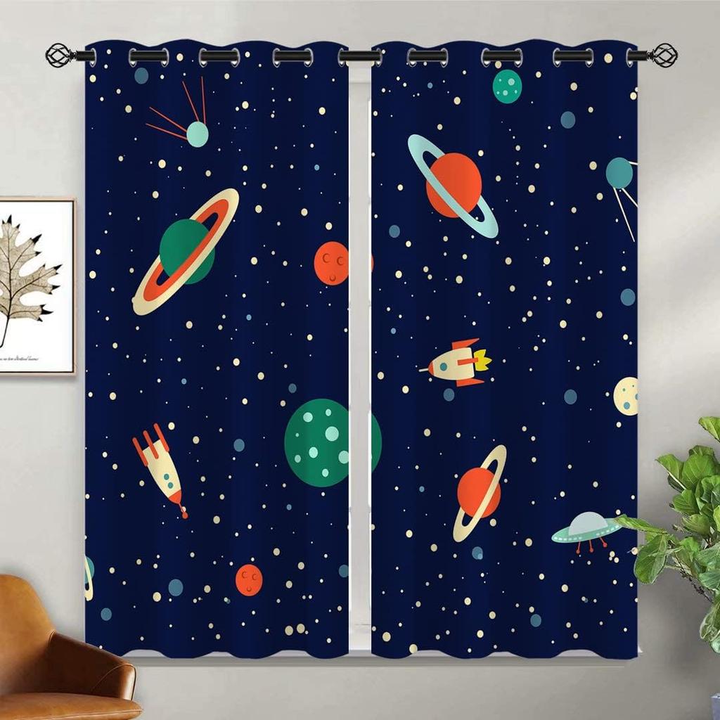 Галактические полузатемняющие шторы для девочек, мальчиков, детей, домашний декор, галактическая вселенная, психоделический Млечный путь, люверсы, термоизоляция