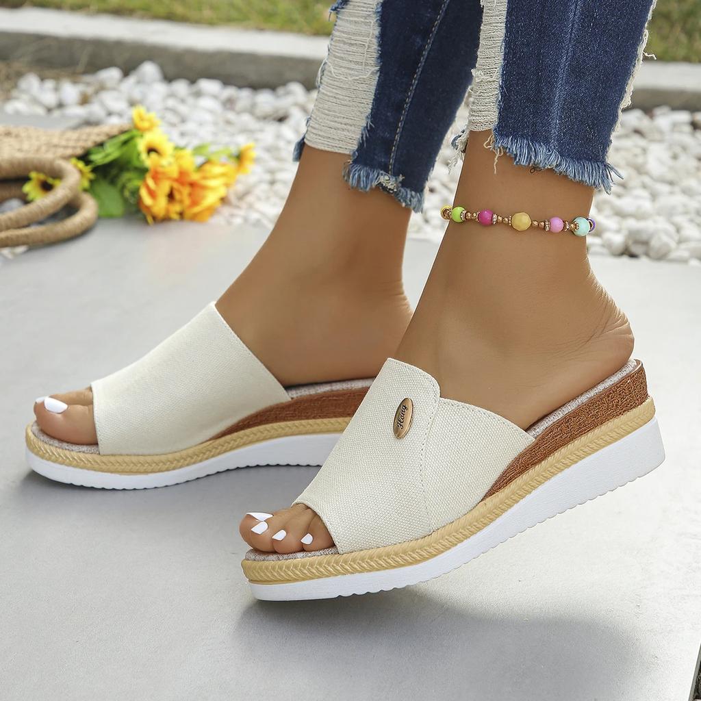 Модные женские туфли на высоком каблуке с толстой подошвой, повседневные летние босоножки на танкетке, женские тапочки с открытым носком на платформе, повседневные удобные шлепанцы для отдыха на природе