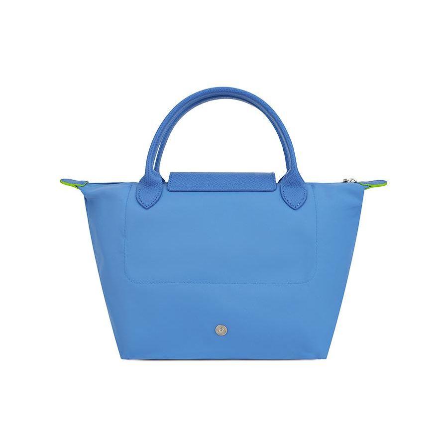 Longchamp Le Pliage Green Однотонная с кнопкой Складная отделка Холщовая сумка-тоут из переработанного материала Маленькие женские сумки-тоут Синий василек L1621919P82