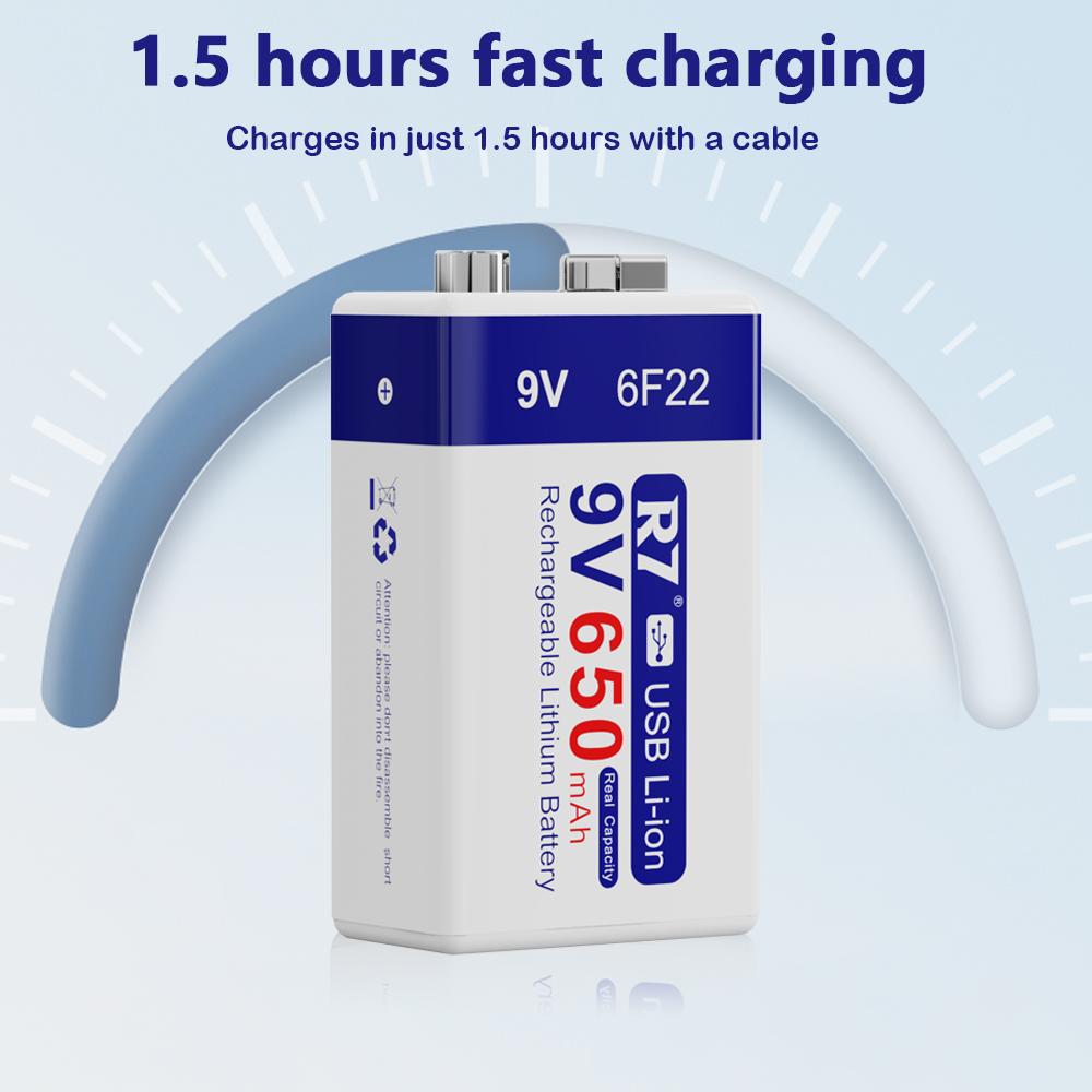 R7 9V USB батареи 6F22 аккумуляторные батареи 650mAh литиевые батареи многофункциональные батареи энергии для микрофона KTV металлоискателя
