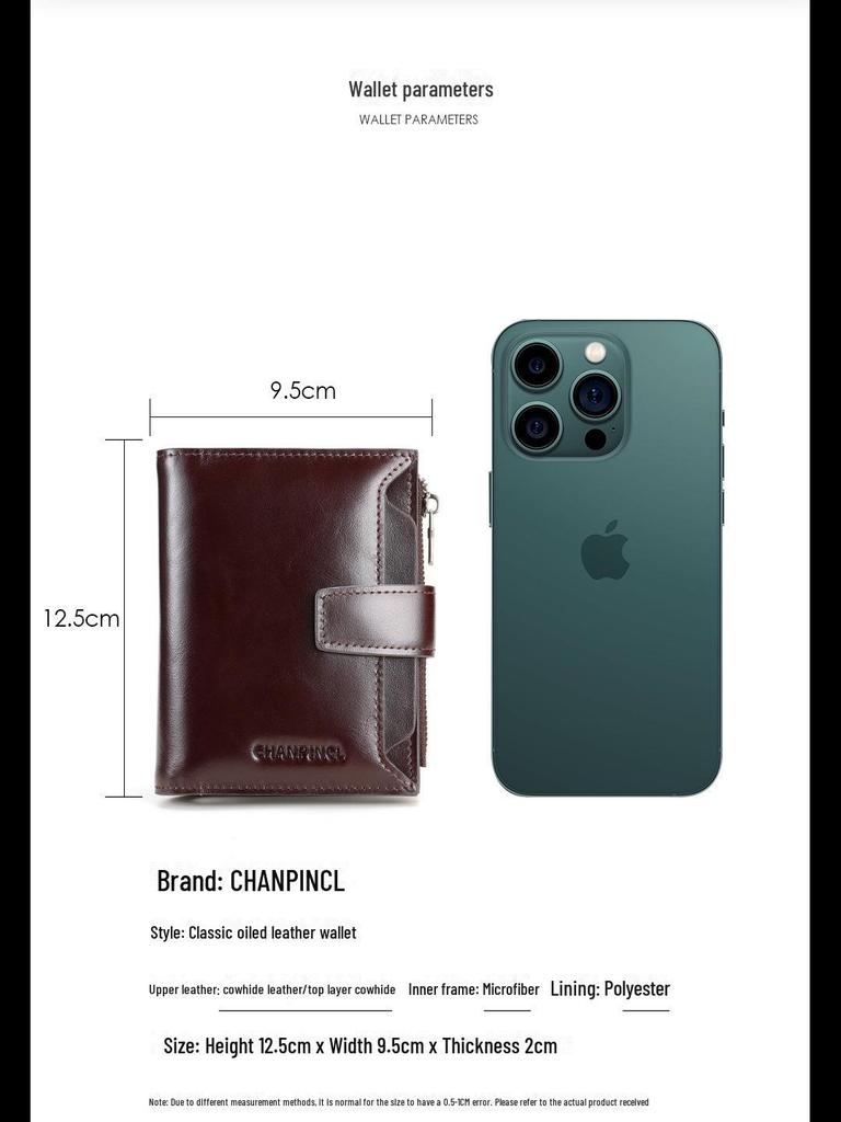 Мужской короткий кошелек для карт из масляной кожи - Crossborder C Brand First Layer Cowhead для водительских прав и многофункционального держателя карт