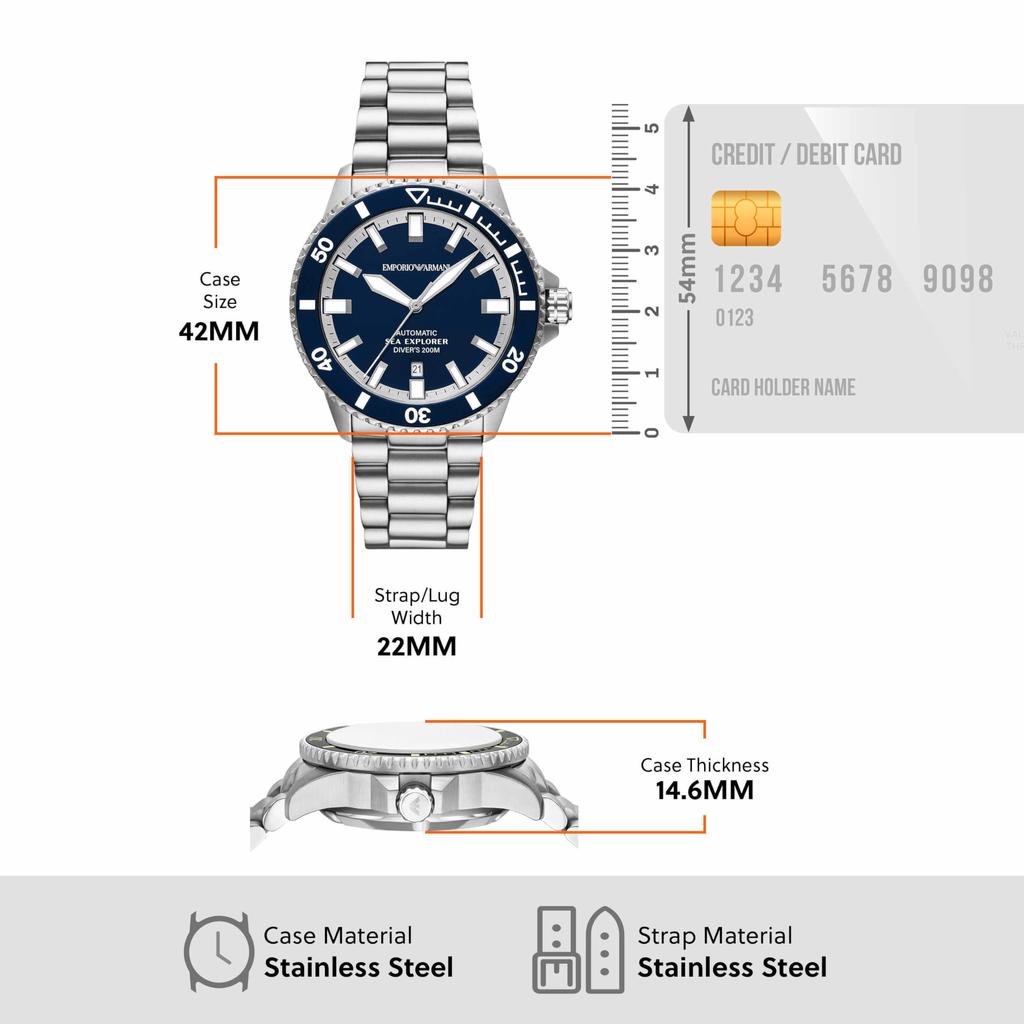 Emporio Armani Мужские часы Sea Explorer AR60087 Серебристые