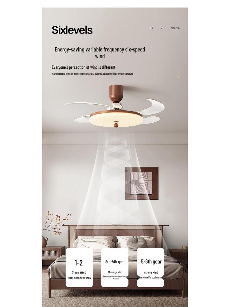 Французский потолочный вентилятор из грецкого ореха середины века с бесшумным ретро-освещением полного спектра и высоким воздушным потоком для спальни и ресторана.