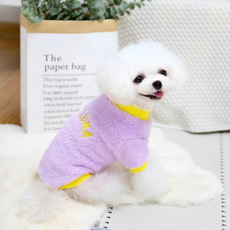 Warm Fleece Pet Clothes Letter Print Puppy Dog Shirt Jacket for Small Dogs Cat Coat Vest Schnauzer Yorkie Bulldog Outfits