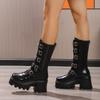 Ботинки Martin женские на высоком каблуке модные ботинки осень-зима новые ботинки готические женские ботинки на толстой подошве панк ботинки средней высоты