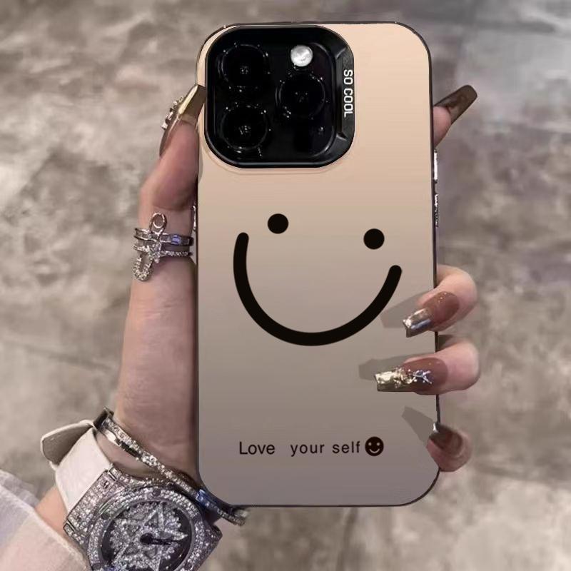 Smile Cheeks Electroplate Silver IMD Phone Case For iPhone 17 16 15 14 13 12 11 Pro Max 17 Air 16E X XS XR Matte Bumper Cover