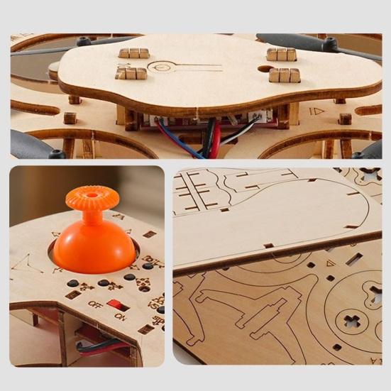 Деревянная модель-головоломка Дрон Ручная сборка Набор для сборки Пульт Управление Дроном для Детей Набор DIY Взрослые Мини RC