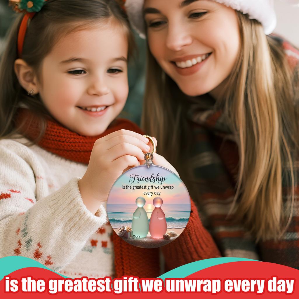 Friendship Acrylic Ornaments Collection - Boho Coastal Sea Glass Decor, Easy To Hang With Cord