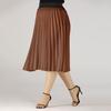 Plus Size Women Spring Autumn Solid Color High Waist Pleated Mediumn Long Skirt L-4Xl