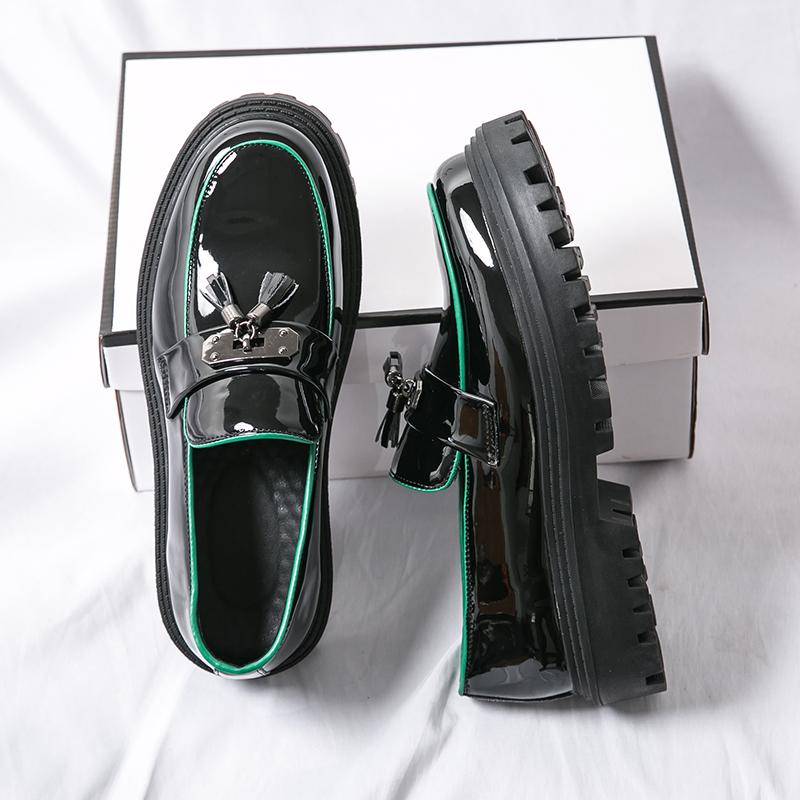 Модная обувь Lefu для мужчин, из ПУ, на толстой подошве, износостойкая кожаная обувь, британская деловая офисная, модные туфли с кисточками, размеры 38-46, мужская обувь