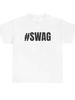Футболка с надписью SWAG #SWAG Уникальная Y2K Уличная одежда Графический принт Женская футболка Повседневная Четыре сезона Футболка с круглым вырезом Короткий рукав Базовый Однотонный Топ