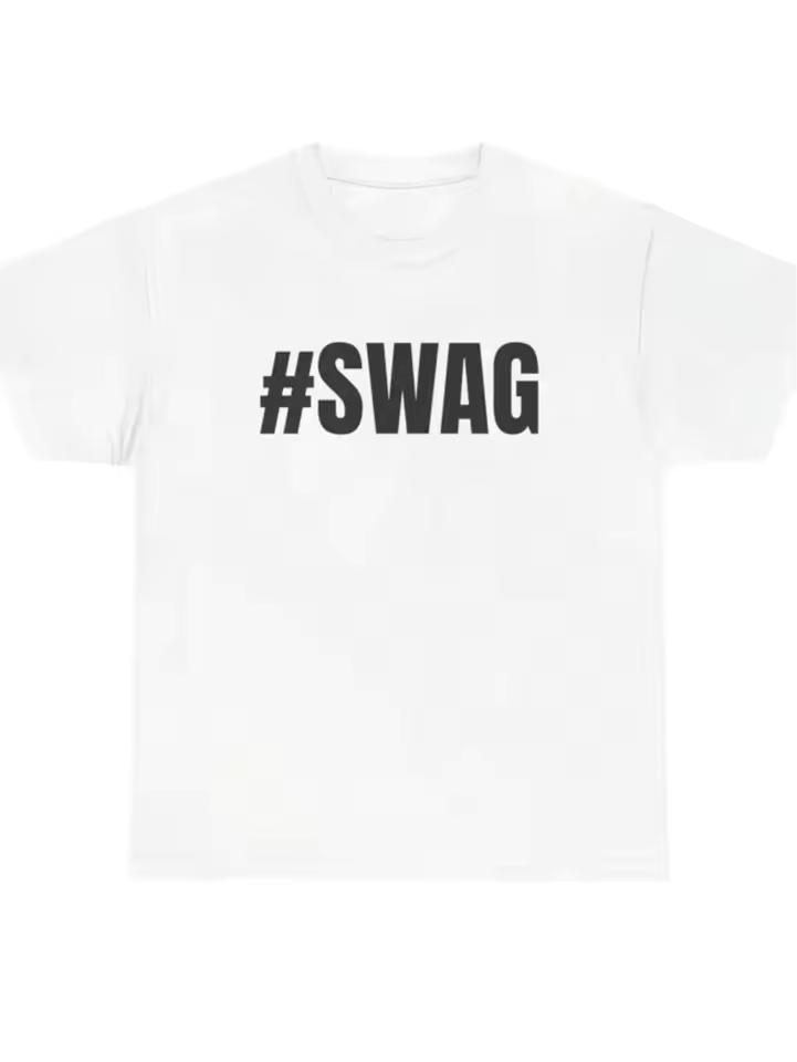 Футболка с надписью SWAG #SWAG Уникальная Y2K Уличная одежда Графический принт Женская футболка Повседневная Четыре сезона Футболка с круглым вырезом Короткий рукав Базовый Однотонный Топ