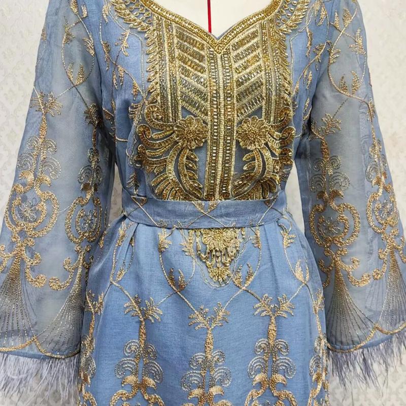 Арабский вышитый стикер платье мусульманский банкетный халат