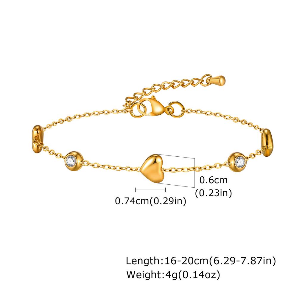Jewelry Mother And Daughter Stainless Steel Bow Zircon Heart Gold Bracelet Personalized Fashion 2121