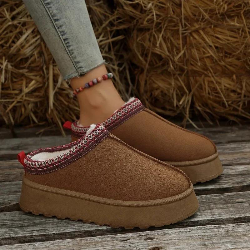 Модные женские зимние ботинки Ourdoon Wear, толстая подошва, плюшевые туфли, осень/зима, новые полутапочки, удобные теплые хлопковые туфли Botas Mujer