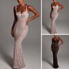 Women's Floral Lace Sexy Cocktail Dress Sleeveless Spaghetti Strap Bodycon Maxi Dress Slim Fit Party Club Evening Dress