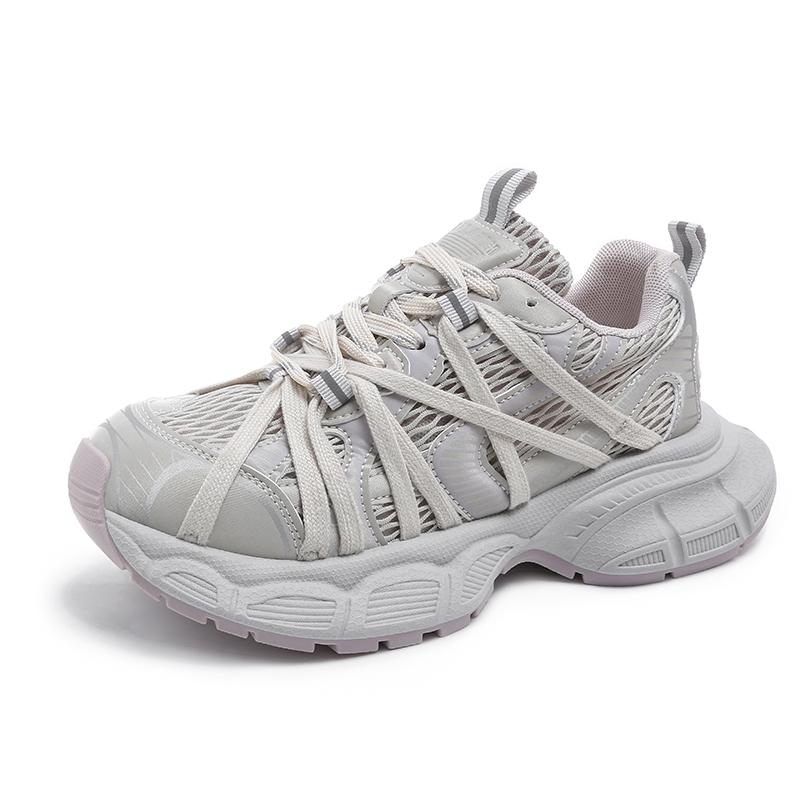 Модные Новые 2025 Лето Женские Кроссовки на Платформе Толстая Подошва Дышащая Сетка Повседневные Массивные Туфли Высокий Каблук 6 см Спортивные Папины Кроссовки Женские