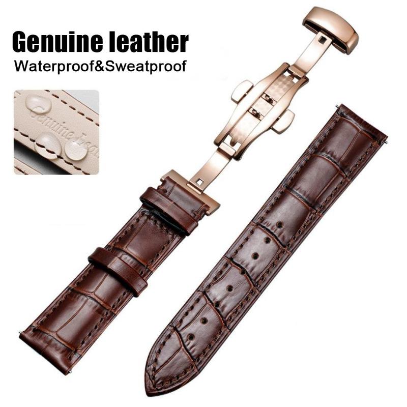 Watchband Genuine Leather Strap With Box Watch Band Butterfly Clasp Bracelet 14/16mm 18mm 20mm 21mm 22mm 24mm Wrist Band Watch Accessories