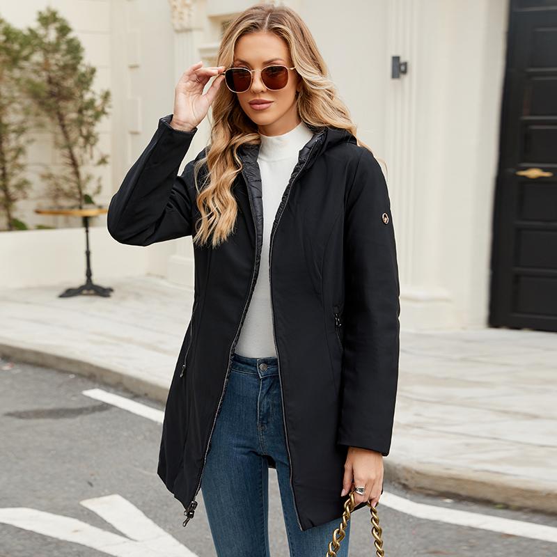 ziai Женская куртка осень-зима с капюшоном, на обе стороны, тонкая парка, теплое стеганое пальто с подкладкой, модная женская одежда ZR-1379