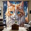 Комплект из 2 предметов HD Рождественская снежинка ночь персидская кошка занавеска Желтая завязка цифровая печать занавеска украшение дома стиль Украсить l