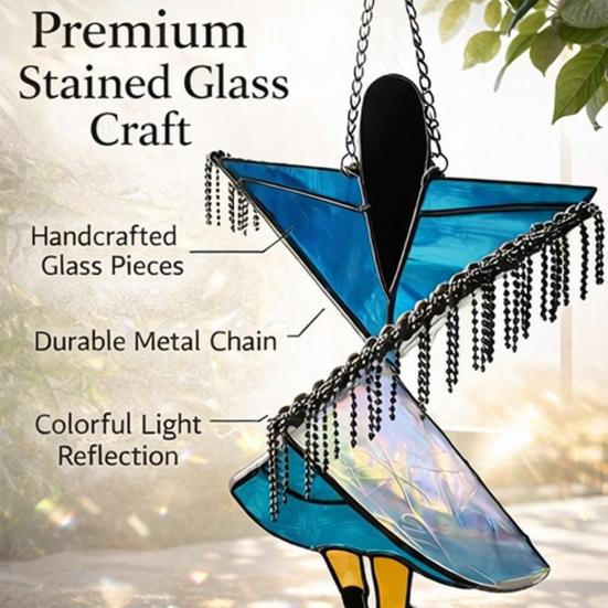 Bohemian Handcrafted Dancer Wind Chime Stained Glass Style Hanging Spinner Colorful Acrylic Suncatcher for Indoor Outdoor Window Patio Garden Decor
