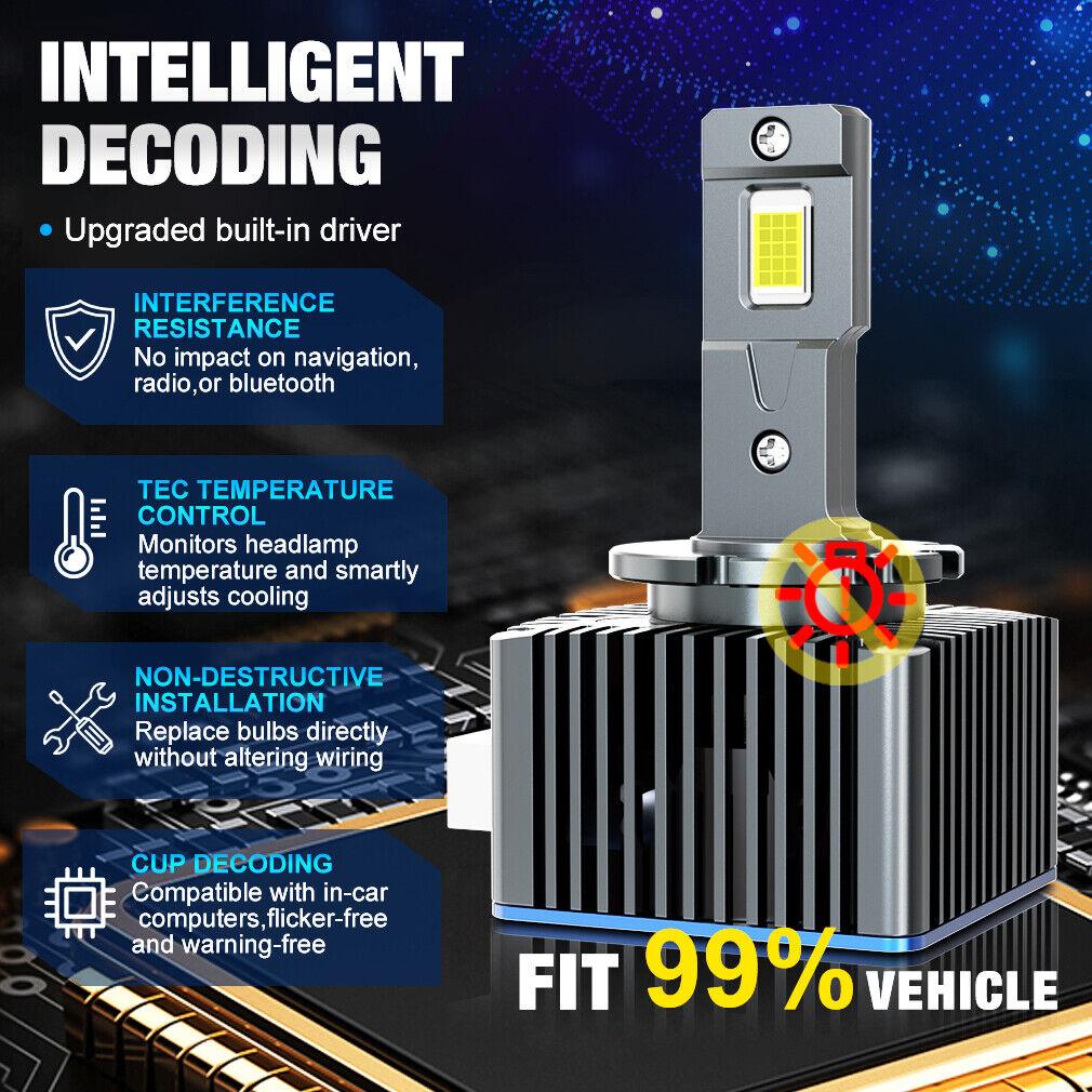 2Pcs 50000Lm D3S LED Headlight Bulbs D1S D2S D4S D8S D1R D2R D3R D4R D8R Turbo LED CSP Lights For BMW Benz Volvo Lamp Canbus 100W Headlamp