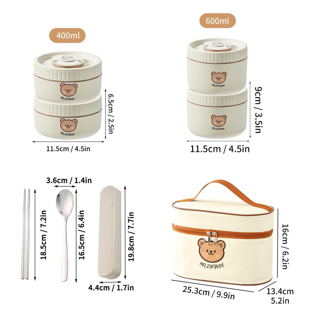 WORTHBUY Cute Thermal Bento Box Portable 304 Stainless Steel Lunch Box Heatable Sealed Leak-proof Food Container For Kids