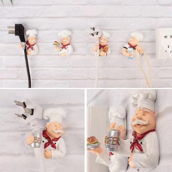 Прекрасный мультяшный повар Многофункциональный крючок для хранения шнура питания с сильным клеем