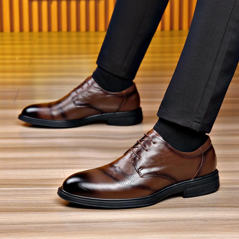Lace-up Groom Suit Wedding Men's Shoes Fashion Business Dress Shoe Man 2025 Spring Autumn New Leisure Cow Leather Shoe Male