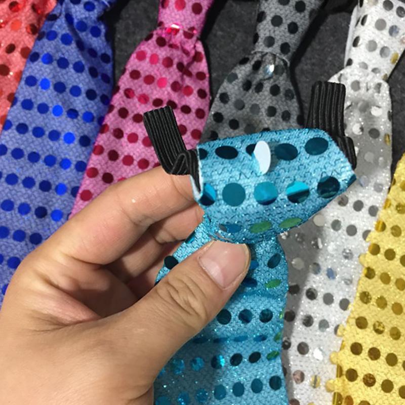 LED Colorful Glitter Sequin Tie Unisex Bow Tie For Bar Night Party Tie Props Tie Wedding Birthday Gift Clothing Accessories JoomZL