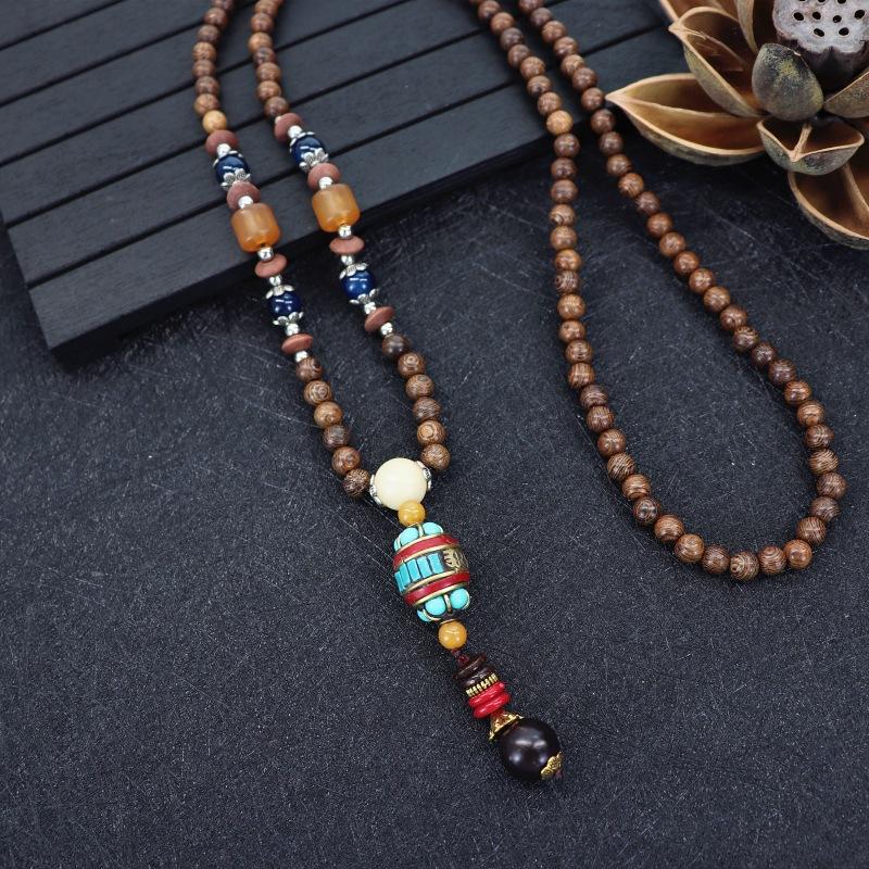 Nepalese Style Retro Long Necklace Men's and Women's Simple Tibetan Pendant Literary and Versatile Sweater Chain Accessories