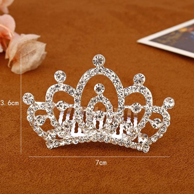 Kids Mini Crowns Hair Jewelry Coloful Shining Crystal Hair Combs Small Tiaras Girls Birthday Party Princess Hair Ornaments