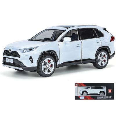 Масштаб 1/24 Toyota RAV 4, модель автомобиля из сплава, литье под давлением, с откидным механизмом, звук, свет, модель автомобиля, детские игрушки, подарки для мальчиков