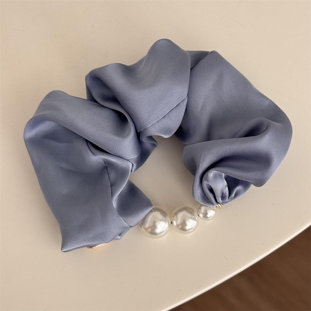 1pc Korean Version Gentle Temperament Pearl Border Large Intestine Circle Low Ponytail Headband Gold Label Hair Tie