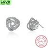 Оптовая продажа 100% стерлингового серебра 925 пробы сверкающие серьги-гвоздики Love Knots для женщин ювелирные изделия подарок Xchs476