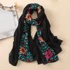 Embroidered Flower Scarf Cotton Women Long Wrap Bandana Scarves Girl Shawl Gift
