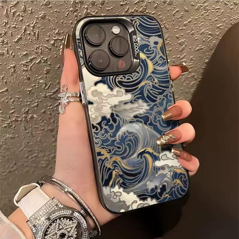 Чехол для iPhone 16 Pro «Морская волна», 15 Лазерный чехол, 14 Apple 12 Чехол с защитой от падения, 11XS Max и Многие Другие Модели