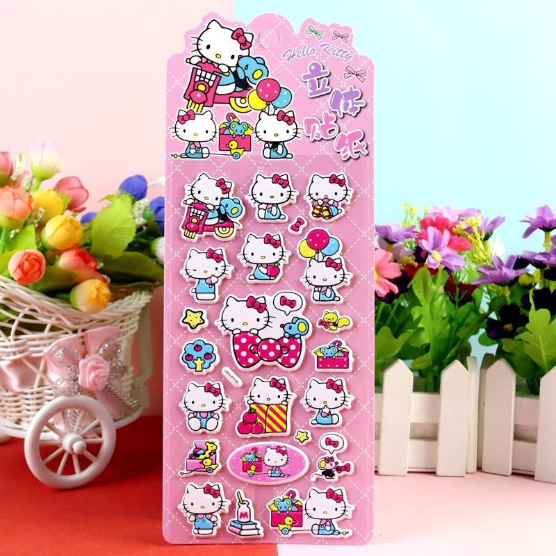 4Pcs Hello Kitty DIY Notebook Album Diary Handbook Decoration Scrapbook Planner 3D Bubble Stickers For School Student Stationer