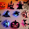 8/12Pcs Halloween LED Light Wall Sticker Hollow Spooky Bat Pumpkin Spider