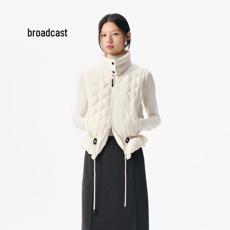 broadcast Women's Stand Collar Waist-Cinched Down Vest