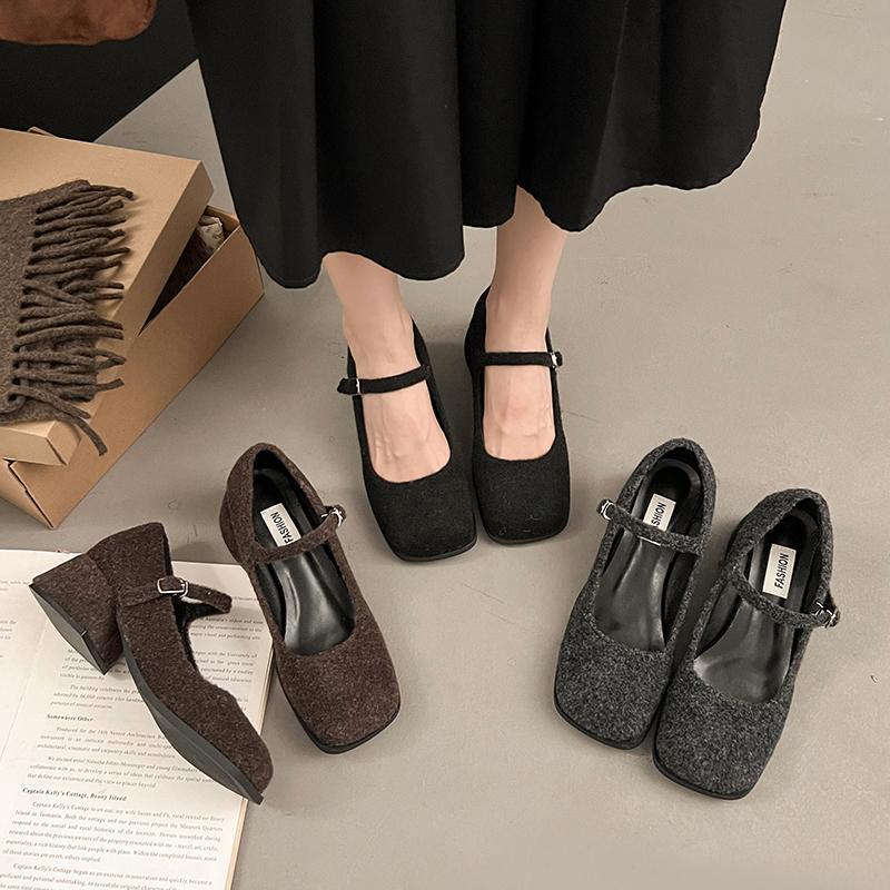 Fashion 2025 Fashionable Simple and Elegant Spring Designer Woman Shoes Fashion Shallow Thick Heels Elegant Party Female Shoes