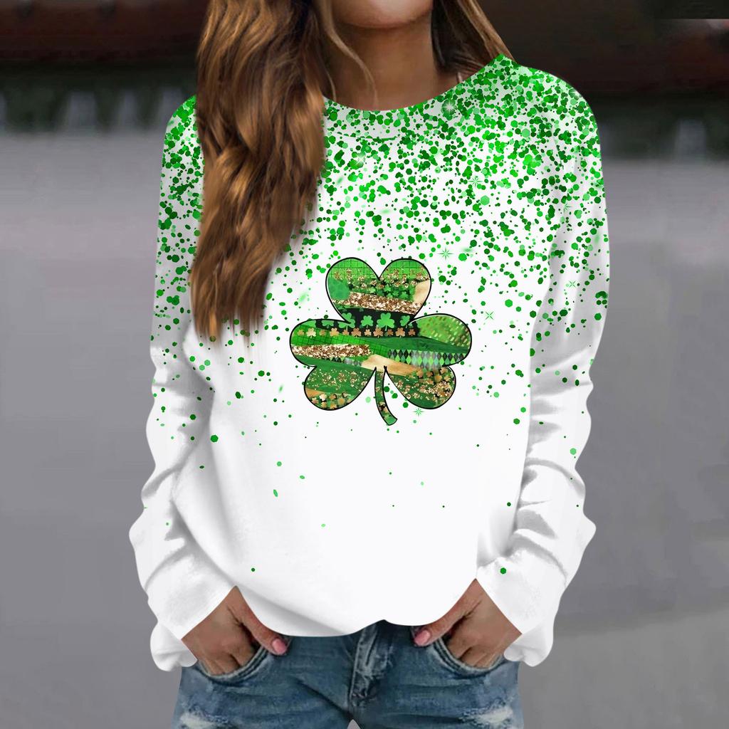 Женская мода повседневная толстовка с длинным рукавом и круглым вырезом с принтом