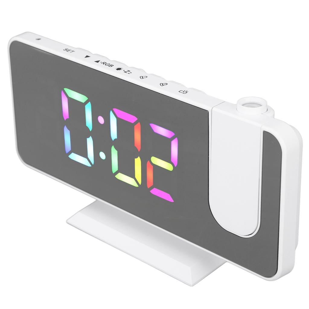 RGB Digital Alarm Clock Mirror Surface Adjustable Brightness Modern Desk Clock with 180 Degree