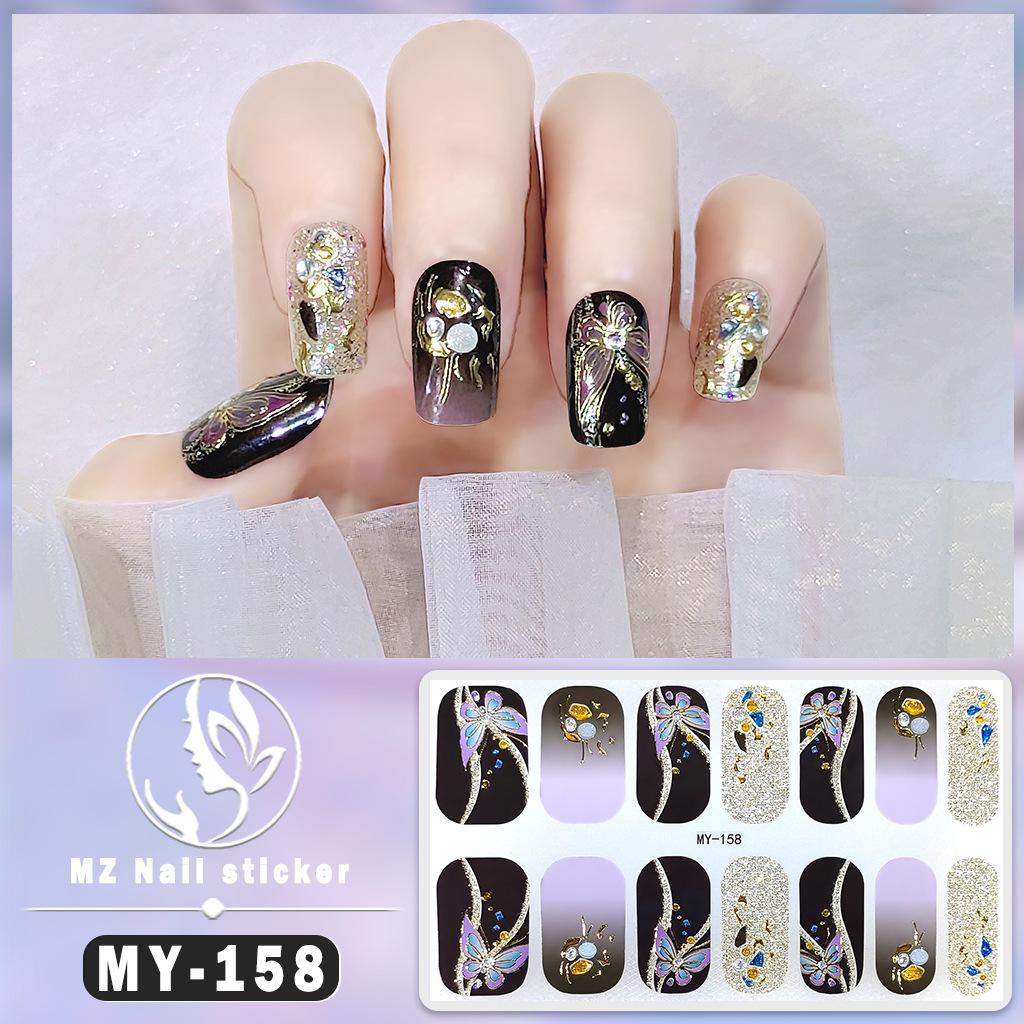 MY 3D Waterproof No-Cure Gel Nail Wraps, Full Cover Japanese & Korean Style Spring & Summer Nail Stickers, Nail Patch Films