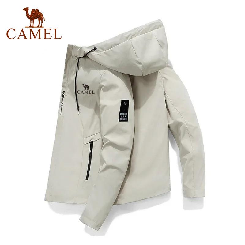 Camel New Spring And Autumn Embroidery Brand Men's Windproof Zipper Jacket Casual High Quality Hooded Baseball Jacket Outdoor Sports Jacket